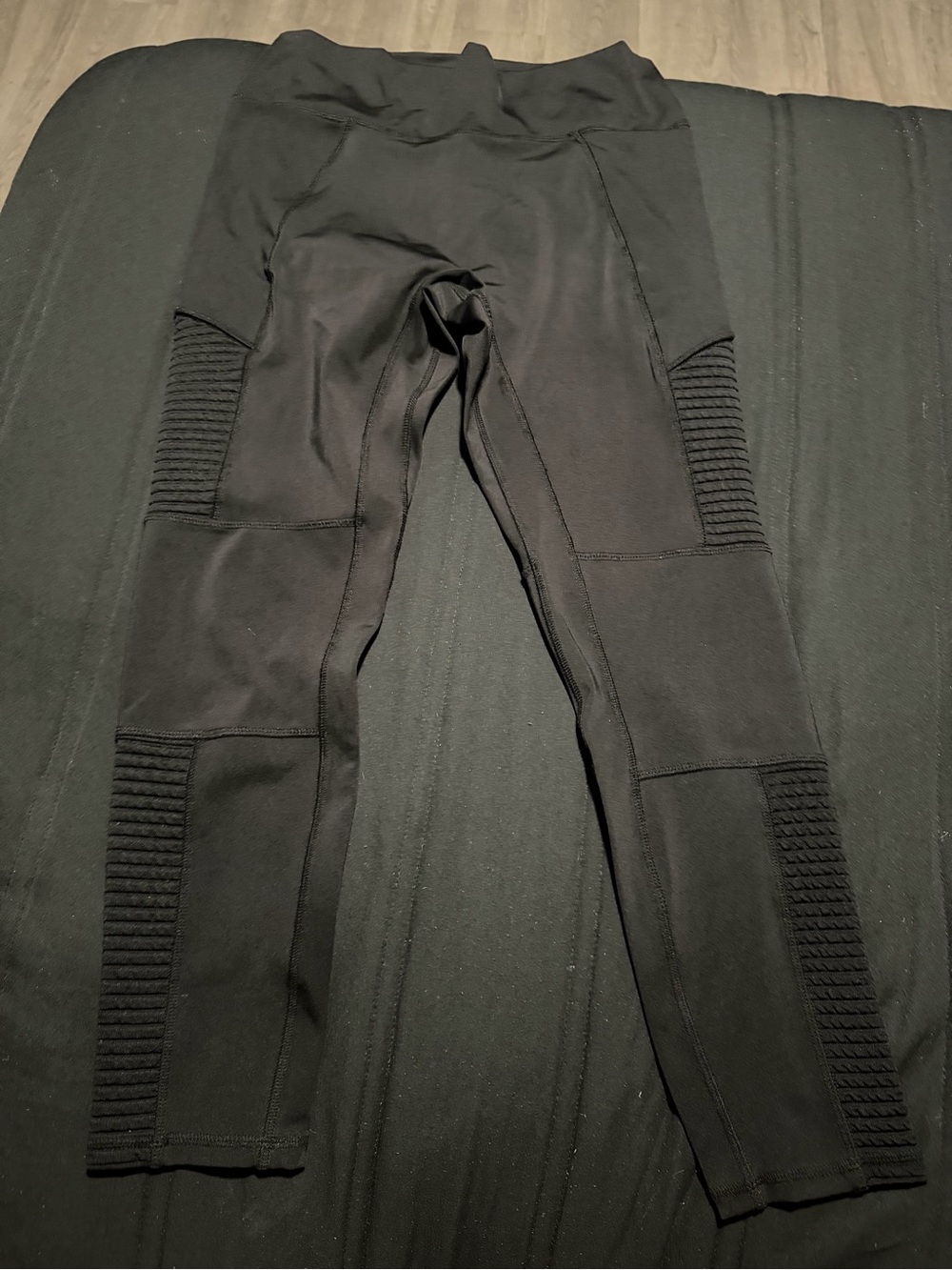 Fabletics Black Moto-Rib Performance Leggings